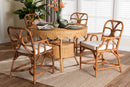 Adam 5 Piece Rattan Dining Set, Light Honey