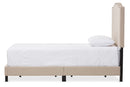 Lumac Beige Linen Upholstered Twin Size Arched Bed w/Nail Heads Baxton