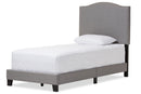 Lumac Gray Fabric Upholstered Twin Size Arched Bed w/Nail Heads Baxton