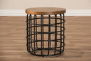 Bethari Style Antique Black Textured Finished Metal Distressed Wood Accent Table Baxton