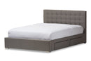 Pearson King Size Gray Fabric 4-drawer Storage Platform Bed Baxton