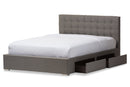 Pearson King Size Gray Fabric 4-drawer Storage Platform Bed Baxton