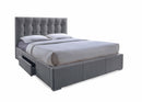 Sumatera Grid-Tufted Gray Fabric Upholstered Storage King-Size Bed w/2-drawer Baxton