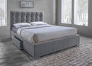 Sumatera Grid-Tufted Gray Fabric Upholstered Storage King-Size Bed w/2-drawer Baxton