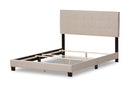 Evania Beige Fabric Upholstered Grid-tufting Full Size Bed Baxton