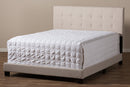 Evania Beige Fabric Upholstered Grid-tufting King Size Bed Baxton