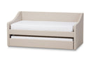 Beagan Beige Fabric Upholstered Daybed w/Guest Trundle Bed Baxton