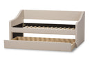 Beagan Beige Fabric Upholstered Daybed w/Guest Trundle Bed Baxton
