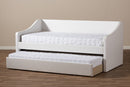 Beagan White Faux Leather Upholstered Daybed w/Guest Trundle Bed Baxton
