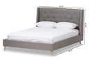 Longford Retro Modern Light Gray Fabric Upholstered King Size Platform Bed Baxton