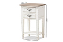 Cintia Weathered Oak and White Wash Distressed Finish Wood Nightstand, 2-Drawers Baxton
