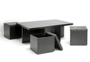 Myra Modern Table and Stool Set w/Hidden Storage Baxton