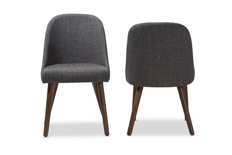 Cody Dark Grey Fabric Upholstered Walnut Wood Dining Chair - 2pcs iHome Studio
