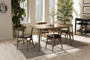 Giza Black Faux Leather and "Oak" Light Brown Finishing Wood 5-Peice Dining Set Baxton