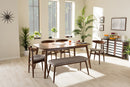 Elara Light Gray Fabric and "Oak" Medium Brown Finishing Wood 6-Piece Dining Set Baxton