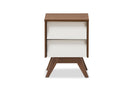 Camino White and Walnut Wood 2-Drawer Storage Nightstand Baxton