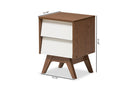 Camino White and Walnut Wood 2-Drawer Storage Nightstand Baxton