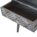 Ash Black Carved Drawer Nightstand