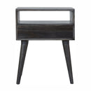 Ash Black Carved Drawer Nightstand