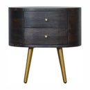 Ash Black Nightstand with Brass Legs