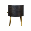 Ash Black Nightstand with Brass Legs