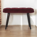 Wine Red Velvet Deep Button Bench