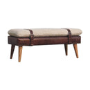Boucle x Mahogany Leather Bench Artisan