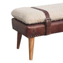 Boucle x Mahogany Leather Bench Artisan