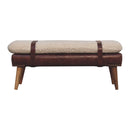 Boucle x Mahogany Leather Bench Artisan