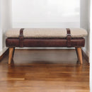 Boucle x Mahogany Leather Bench Artisan