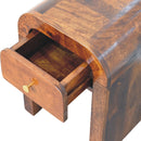 Mini Darcy Chestnut Nightstand with Curved Edges Artisan