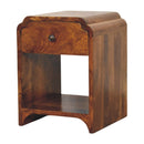 Newton Mini Chestnut Nightstand with a drawer and open shelf Artisan