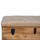 Beige Buffalo hide leather Storage Trunk Artisan