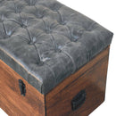 Black Buffalo hide leather Storage Trunk Artisan