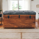 Black Buffalo hide leather Storage Trunk Artisan