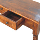Turned Legs 3 Drawer Chestnut Console Table Artisan