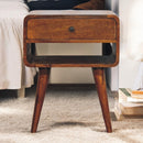 Avora Chestnut Nightstand with Drawer and open slot Artisan
