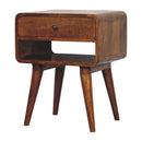 Avora Chestnut Nightstand with Drawer and open slot Artisan