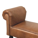 Brown Buffalo Leather Rolled Arms Bench Artisan