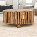 Slatted Round Oak-ish Coffee Table Artisan