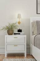 Lorraine 2 Drawer Nightstand, White Alpine