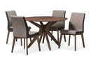 Sariah Walnut Wood Round 5-Piece Dining Set Baxton