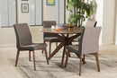 Sariah Walnut Wood Round 5-Piece Dining Set Baxton