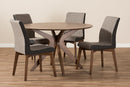 Sariah Walnut Wood Round 5-Piece Dining Set Baxton