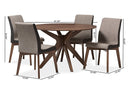 Sariah Walnut Wood Round 5-Piece Dining Set Baxton
