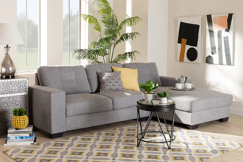 Langley Light Grey Fabric Upholstered Sectional Sofa with Right Facing Chaise iHome Studio