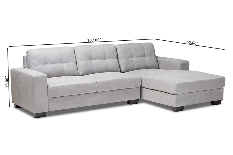 Langley Light Grey Fabric Upholstered Sectional Sofa with Right Facing Chaise iHome Studio