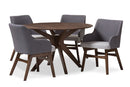 Sunna Walnut Wood Round 5-Piece Dining Set Baxton