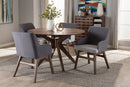 Sunna Walnut Wood Round 5-Piece Dining Set Baxton