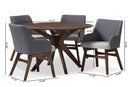 Sunna Walnut Wood Round 5-Piece Dining Set Baxton
